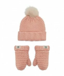 Sets Beanie And Gloves Set UGG - K Infant Knit Set 20124 Pcd Pink